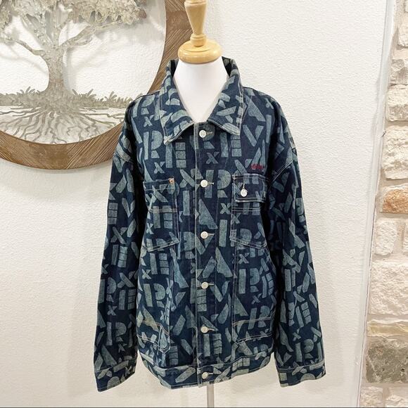 Vintage Style Avirex Denim Logo Jean Jacket XL - Picture 1 of 7